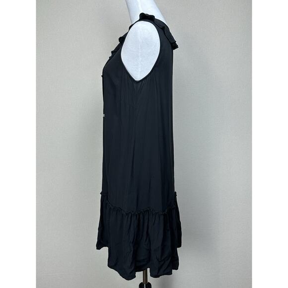 Kelly Renee Black Sleeveless Rayon Dress Ruffle size Medium Lace Up Whimsy Goth - Picture 8 of 12
